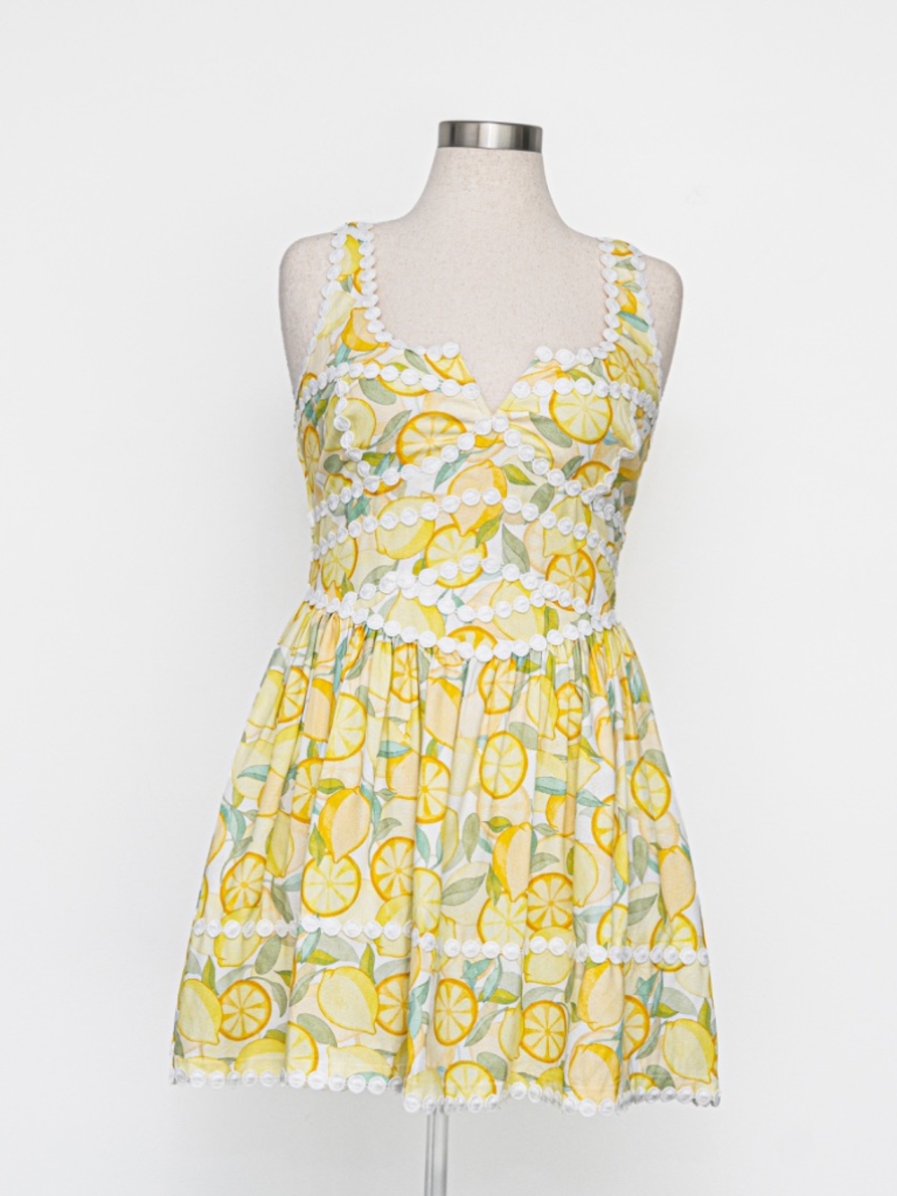 Avec Les Filles - Limoncello Lemon-Print Fit & Flare Mini Dress